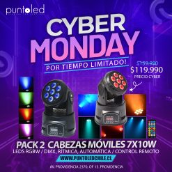 Pack 2 Cabezas Móviles 7x10w control remoto cybermonday punto led