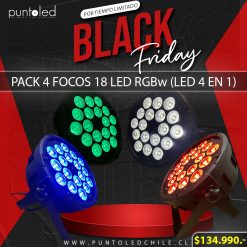 Foco Led Pack 4 Focos 18 Led RGBW - Black Friday