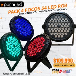 PACK 4 FOCOS 54 LED RGB 3N1 - PUNTO LED CHILE
