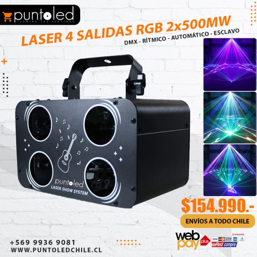 Laser 4 salidas rgb 2x500mw