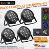 Pack 4 Focos 12 led rgbwUV - Punto Led Chile