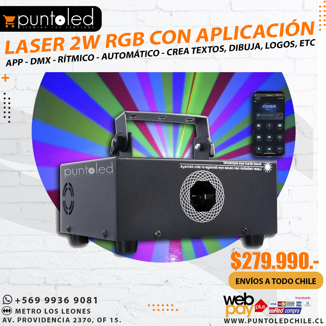 Laser 2w APP rgb 2025 - Punto Led Chile