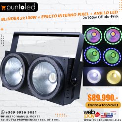 Blinder 2x100w cálido frío + efecto pixel interno + anillo led rgb