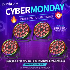 pack 4 focos 18 led con anillo cybermonday