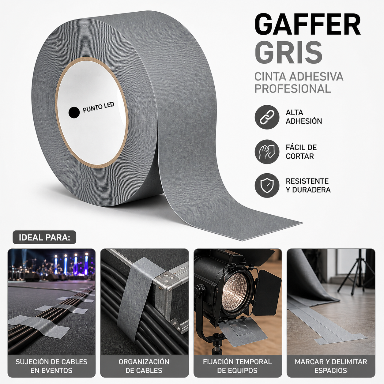 Gaffer gris punto led