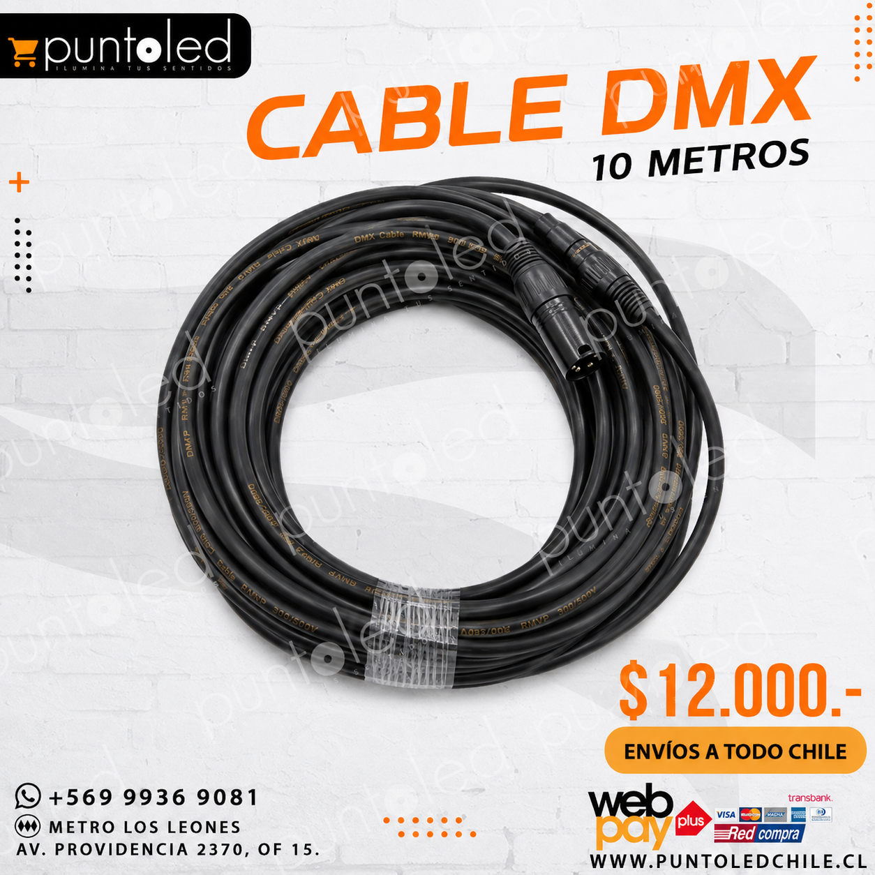 Cable dmx 10 metros punto led